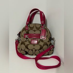Coach | Tan and Pink Signature Bag with Crossbody Strap